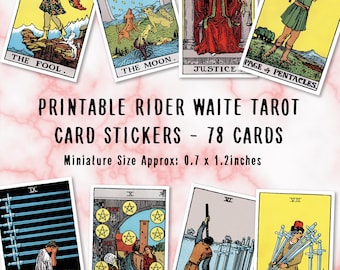 Miniature Rider Waite Stickers, Tarot Card Stickers, Printable Tarot, Beginner Witch Tarot, tarot for beginners, Tarot Cards, Tarot Stickers