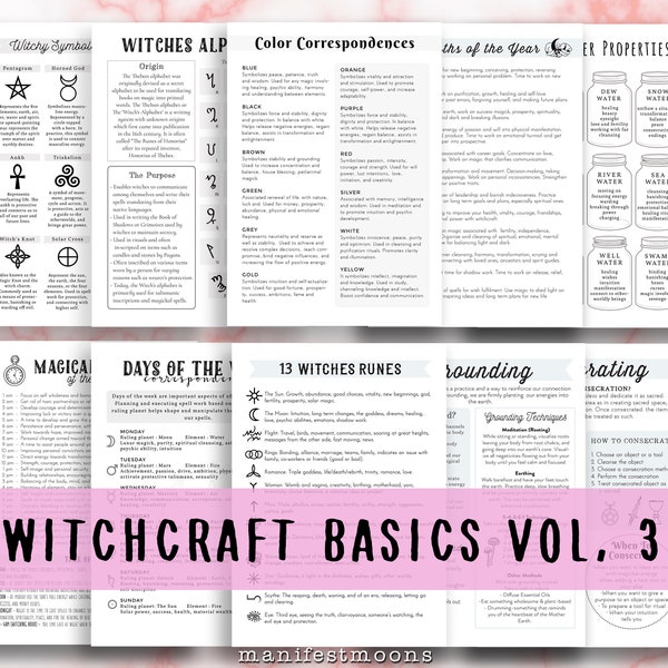 Witchcraft Basics Volume 3, Grimoire Pages, Book of Shadows Printables, Grimoire, Wiccan BOS, Paganism, Babywitch, Pagan Grimoire
