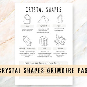 Crystal Shapes Grimoire Printable Page, Book of Shadows Printable, Crystal Cheat Sheet, Witchy Worksheet, Baby Witch , Beginner Witch
