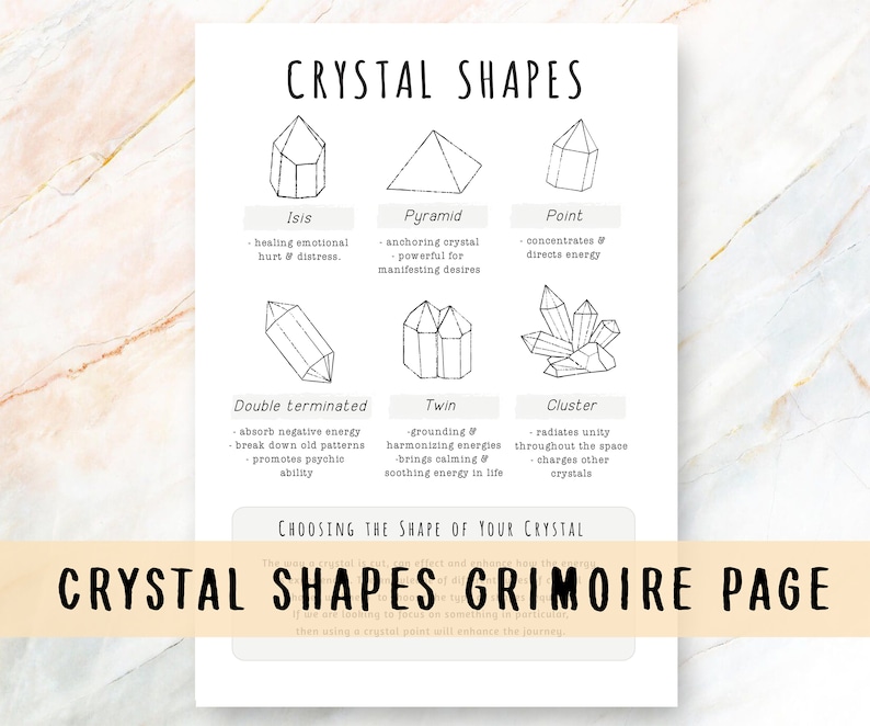 Crystal Shapes Grimoire Page, Witchcraft Cheat Sheet (PDF Pattern) - Etsy