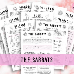 El Grimorio de Sabbats imprimible, Libro de las Sombras, Guía del Sabbat, Imbolc, Yule, Lughnasadh, Ostara, Litha, Mabon, Beltane, Samhain, Lammas