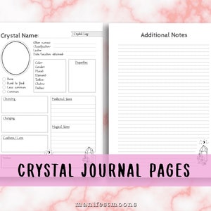 Crystal Worksheet , Witchcraft Basics, Printable Crystals Page, Book Of Shadows, Crystal Journal Template, Grimoire Pages, Beginner Witch