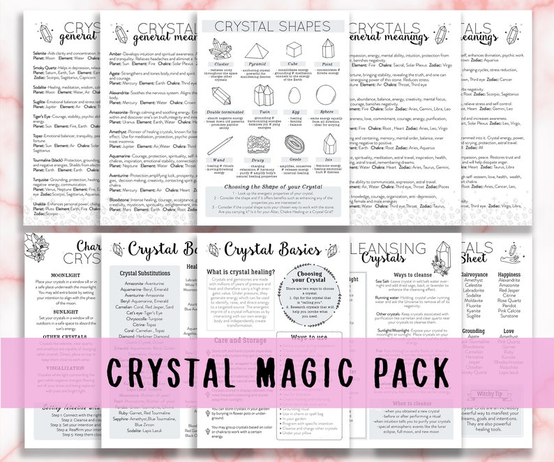 Crystal Magic Printable Grimoire Pages for Beginners, Baby Witch , Book ...