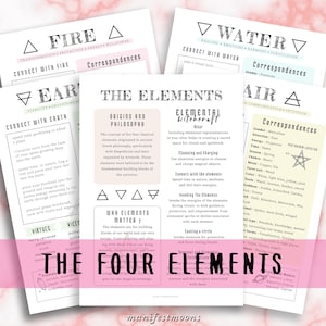 The Four Elements Grimoire Starter Kit, Grimoire Pages, Grimoire Printables, Witch Printables, Book of Shadows Printables, Beginner Witch
