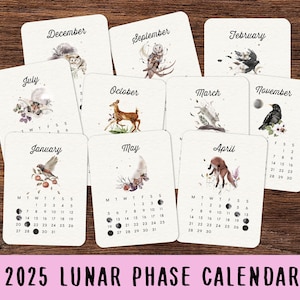 2025 Lunar Calendar, Witchy Lunar Planner, 2025 Monthly Calendar, Moon Calendar, 2025 Calendrier Lune, Moon Ritual