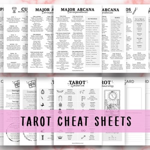 Tarot Spickzettel für Anfänger, Grimoire Seiten, Tarot Journal, Tarot Spreads, Tarot lernen, druckbare Tarot Kartenbedeutungen, Baby Hexe Anleitung
