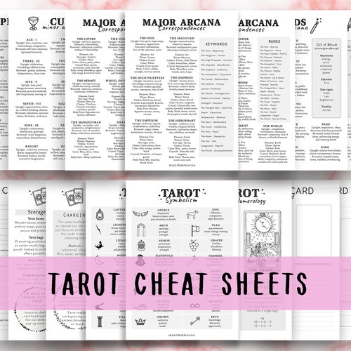 Tarot Cheat Sheets for Beginners Grimoire Pages Tarot | Etsy