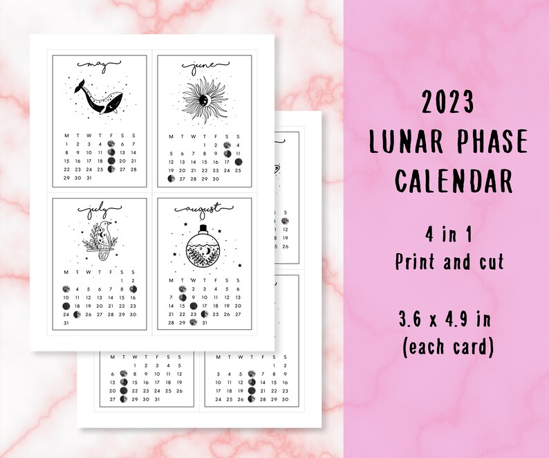 2023 Lunar Calendar Lunar Planner 2023 Monthly Calendar - Etsy UK