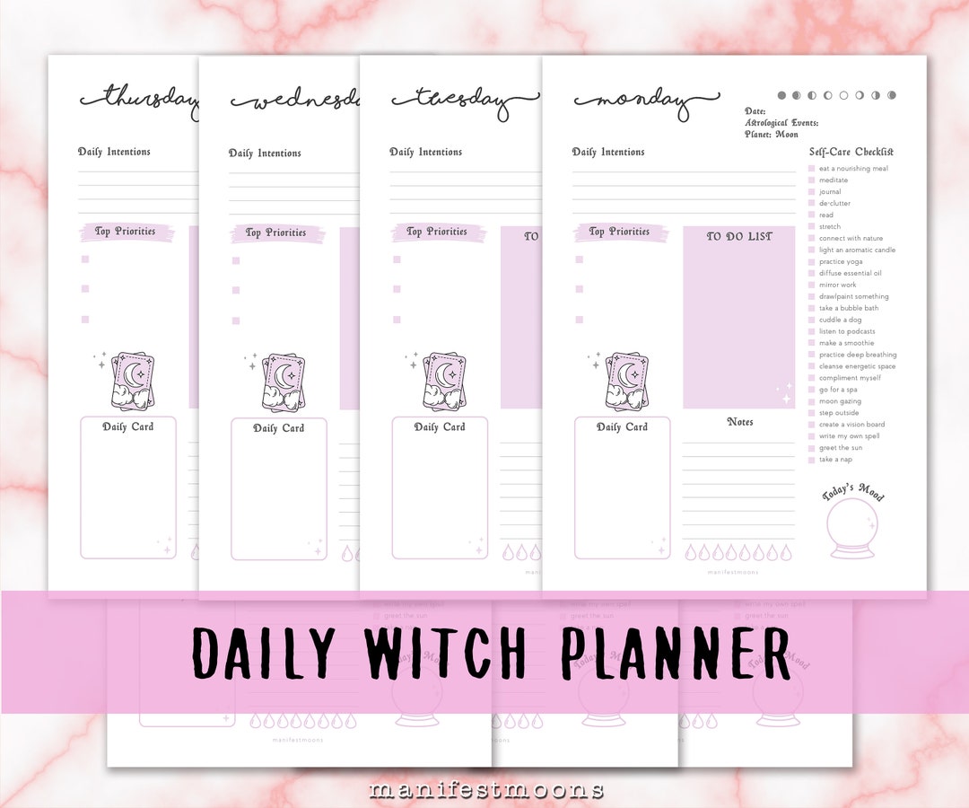 Daily Witch Planner Pages, Printable Planner, Witchy Planner, 2022 Planner, Pagan Planner