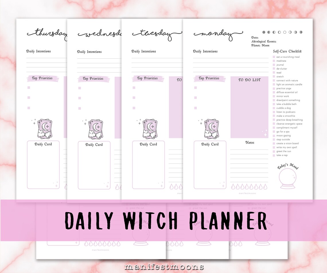 Daily Witch Planner Pages Printable Planner Witchy Planner - Etsy