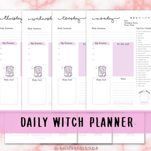 Daily Witch Planner Pages, Printable Planner, Witchy Planner, 2022 Planner, Pagan Planner, Witchy Printables, Witch Journal, Beginner Witch