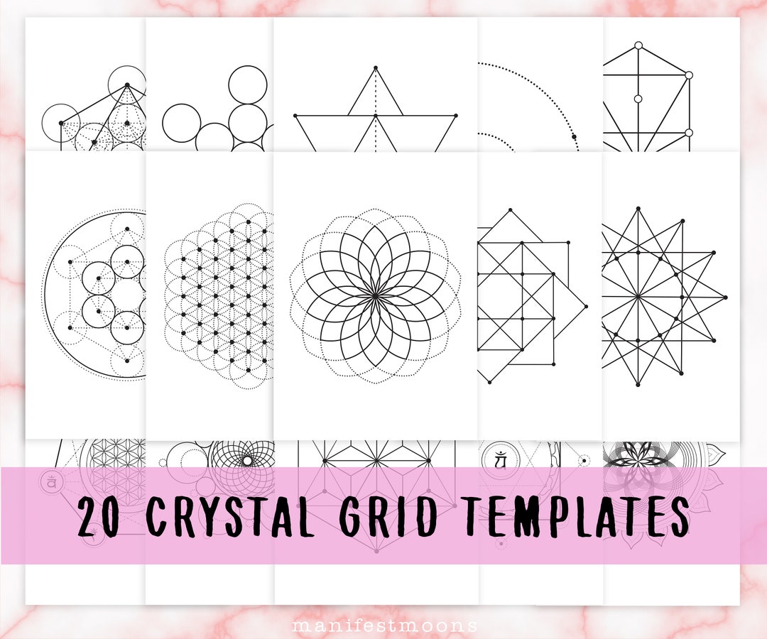 Crystal Grid Templates Printable, Crystal Magic, Sacred Geometry, Baby ...