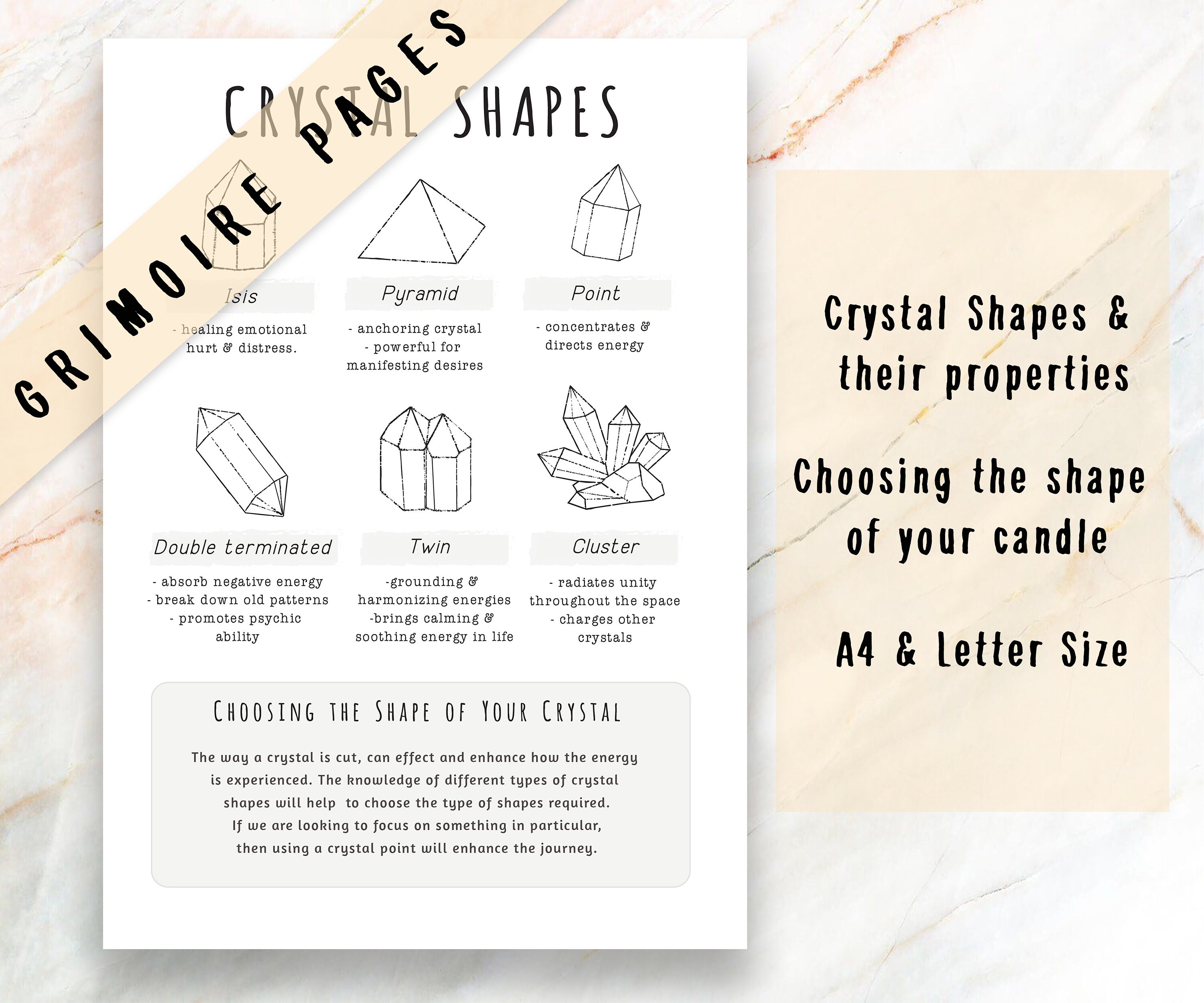 Crystal Shapes Grimoire Page, Witchcraft Cheat Sheet (PDF Pattern) - Etsy