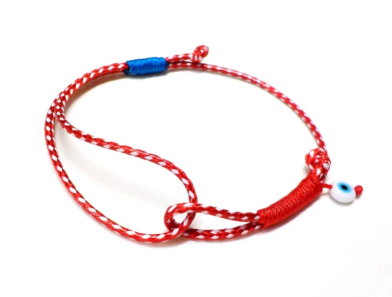 Red White Friendship Bracelet Good Luck Evil Eye Bracelet Etsy