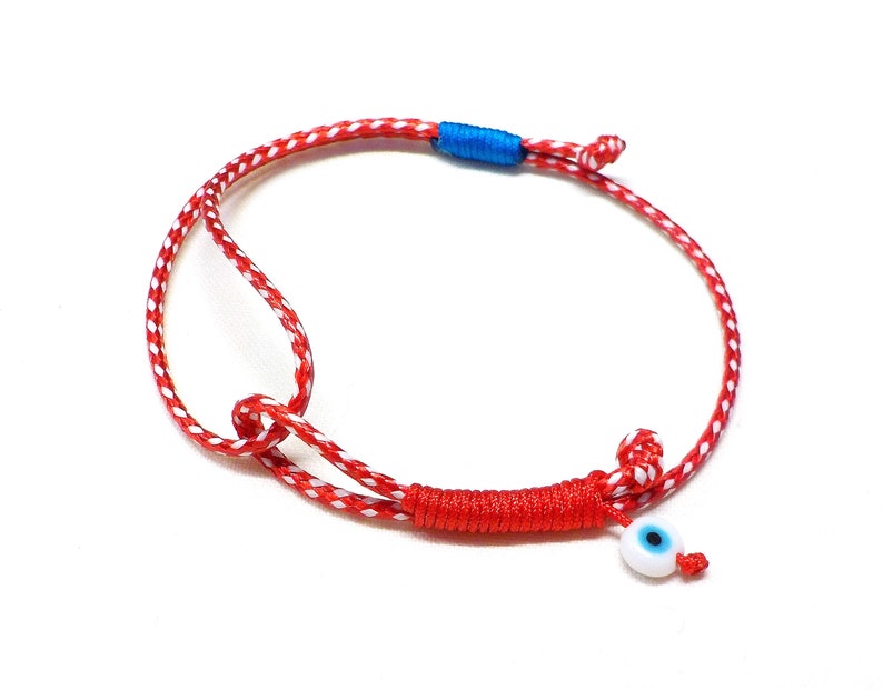 Red White Friendship Bracelet Good Luck Evil Eye Bracelet Etsy