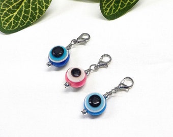 Pet Protection Charm, Evil Eye Bead Charm, Cat Dog Collar Charm, Clip On Dainty Purse Bag Charm, Evil Eye Pet Charm, Good Luck Pet Jewelry