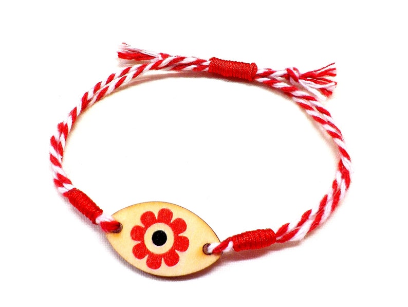 Red String Friendship Bracelet Wooden Flower Bracelet Good Etsy