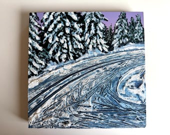 Dusk Ski Track Painting