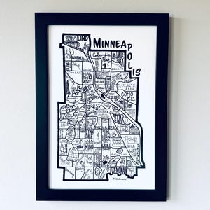Illustrated Minneapolis Neighborhood Map: 12 x 18 inches