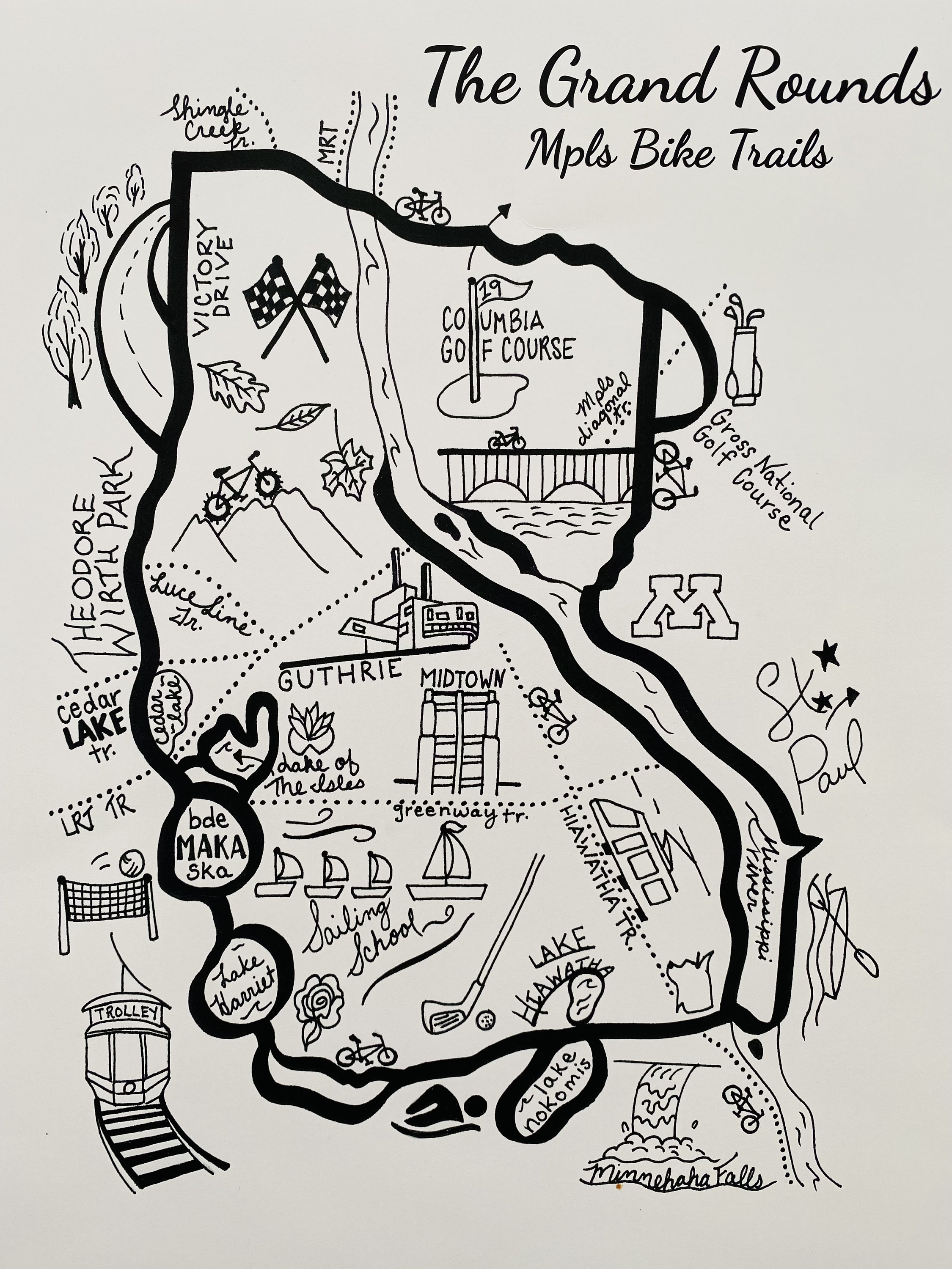 Minneapolis Grand Rounds Bike Map - Il Fullxfull.3494802458 94o6