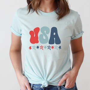 July Fourth Shirt,USA Shirt, Shirt for Women July Fourth, Women&#39;s T-Shirt for July Fourth, Vintage July Fourth Shirt, Stars July 4th Shirt