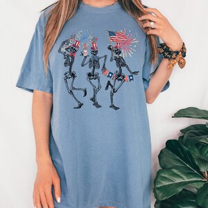 Skeleton&#39;s Dancing July Fourth Shirt , July Fourth Shirt, Shirt for Women July Fourth, Comfort Colors, Vintage July Fourth Shirt, Blue Jean