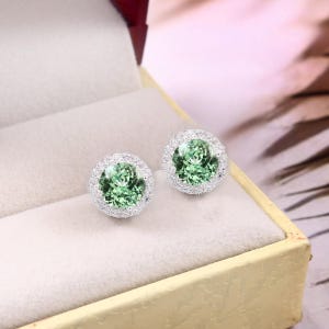 Clous d'oreilles ronds ronds en saphir de Ceylan de Ceylan 7 x 7 mm AAA, pendentifs en argent faits main, boucles d'oreilles pendantes en argent sterling 925, cadeau pour elle