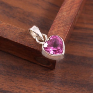 Natural Ceylon Pink Sapphire Pendant, Heart Gemstone Pendant, 925 Sterling Silver Handmade Love Pendant,Valentine Gift,Gift for her,Mom Gift