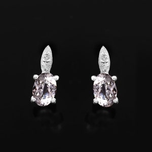 Natural Ceylon White Sapphire Oval Cut Gemstone Stud Earrings, 6x4 MM Handmade Silver Studs 925 Sterling Silver Stud Earrings,Gift for her