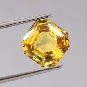AAA 12 x 12 MM einwandfreier Ceylon gelber Saphir lose Asscher Cut Edelstein, 11.70 CT feiner Saphirring und Schmuckherstellungsprodukt
