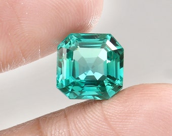 AAA Ceylon Green Sapphire: 10x10mm Asscher Cut Loose Gemstone