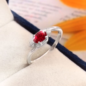 AAA 6x4 MM Flawless Mozambique Blood Red Ruby Oval Cut Gemstone Ring, 925 Sterling Silver Ring, Statement Ring, Wedding & Engagement Ring