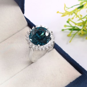 AAA 11x11 MM Flawless Indicolite Blue Green Tourmaline Round Gemstone Ring 925 Sterling Silver Ring Wedding Ring Engagement Ring For Her