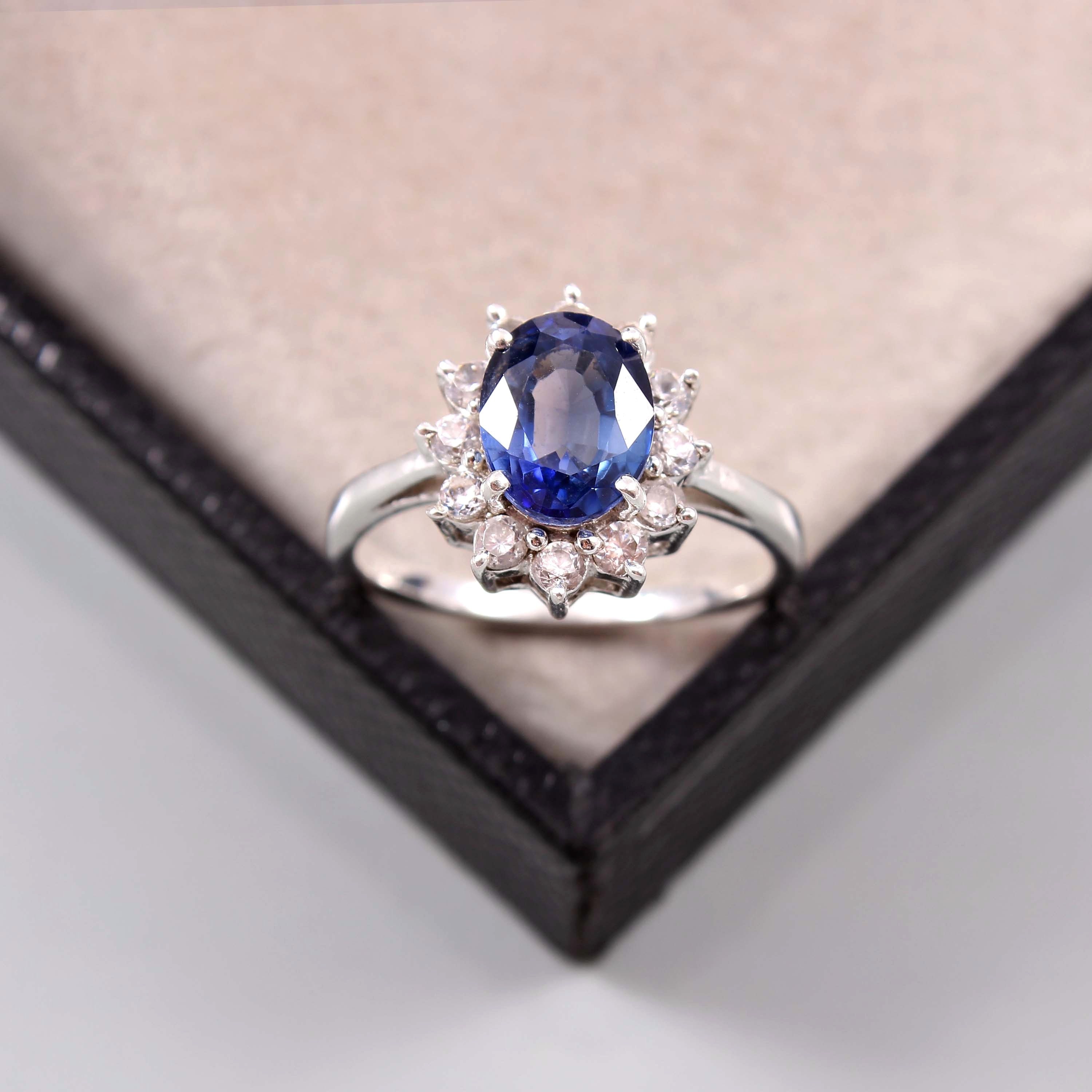 Natural Blue Sapphire Ring / Blue Sapphire Silver Ring / 925