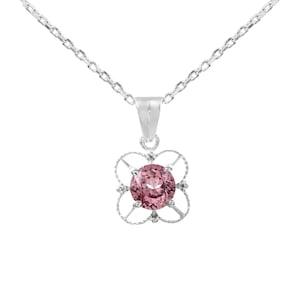 AAA Ceylon Padparadscha Sapphire Round Charm Pendant, Sapphire Round Gemstone Cut, Pendant For Her Birthday Day, Valentine Gift 6x6 MM