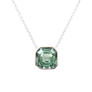 AAA Ceylon Green Spinel Asscher Charm Pendant / Flawless Spinel 10x10 MM Asscher Gemstone Cut Pendant For Her Valentine Gift Birthday Gift
