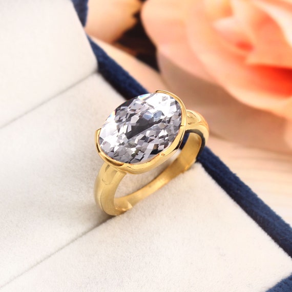 AAA Flawless Ceylon White Sapphire Oval Cut Gemstone Ring Statement Ring Bridal Ring Wedding Ring Engagement Ring for Her 14x10 MM Etsy Canada