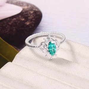 Ceylon Blue Green Parti Sapphire Marquise Gemstone Ring 8x4 MM  Statement Ring Wedding Ring Engagement Ring 925 Sterling Silver Ring