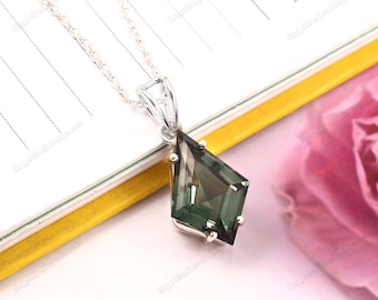 Colgante de turmalina brasileña AAA impecable: plata de ley 925, piedra preciosa azul verdosa, colgante de compromiso, regalo de propuesta.