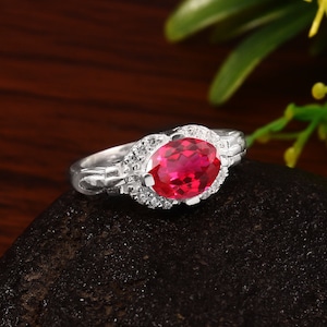 AAA 9x7 MM Mozambique Blood Red Ruby Oval Cut Gemstone Ring, 925 Sterling Silver Ring, Statement Ring, Wedding Ring, Engagement Ring,