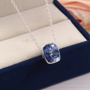 12x9 MM Ceylon Blue Sapphire Cushion Charm Pendant, Sapphire Cushion Gemstone Cut, Pendant For Her Birthday Day, Valentine Gift, Love Gift