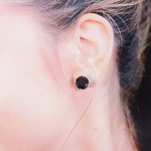 Natural Black Spinal Stud Earrings, Handmade Silver Studs, 925 Sterling Silver Stud Earrings, Valentine Gift, Gift for her, Moms Gift