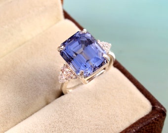 Flawless Kashmir Blue Sapphire Radiant Cut Gemstone Ring Statement Ring Bridal Ring Wedding Ring Engagement Ring 925 Sterling Silver Ring