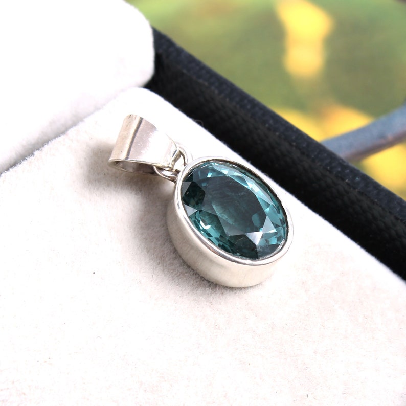 Valentine Gift Natural Pariba Blue Green Tourmaline Oval Gemstone Pendent,Handmade Silver Pendent,925 Sterling Silver Pendent Gift for her