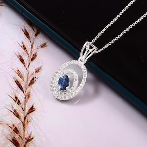Ceylon Royal Blue Sapphire Oval Charm Pendant, Sapphire Oval Gemstone Cut, Pendant For Her Birthday Day, Valentine Gift, Love Gift 6x4 MM