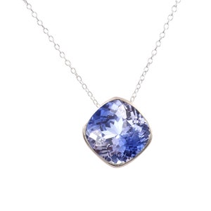 AAA Makelloser Kashmiri Blauer Saphir Anhänger: 925 Sterling Silber Kissen Anhänger, Verlobung Anhänger, Geschenk Vorschlag,