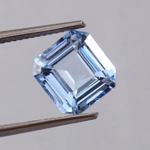 AAA Flawless Brazilian Sky Blue Aquamarine Asscher Cut Loose Gemstone, 9x9 MM Excellent Quality Aquamarine Ring & Fine Jewelry Making Cut