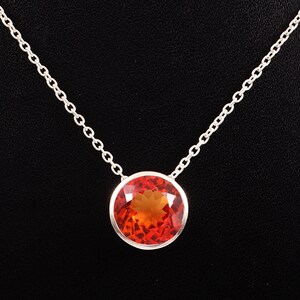 AAA 10x10 MM Ceylon Padparadscha Sapphire Round Charm Pendant, Sapphire Round Gemstone Cut, Pendant For Her Birthday Day, Valentine Gift