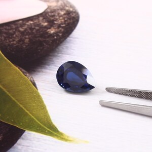 AAA 14x10 MM Flawless Ceylon Dark Blue Sapphire Pear Loose Gemstone Cut,  Fine Quality Sapphire Ring & High Jewelry Making Gemstone 8.40 CT