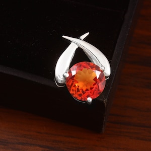 AAA 10x10 MM Ceylon Padparadscha Sapphire Round Charm Pendant, Sapphire Round Gemstone Cut, Pendant For Her Birthday Day, Valentine Gift